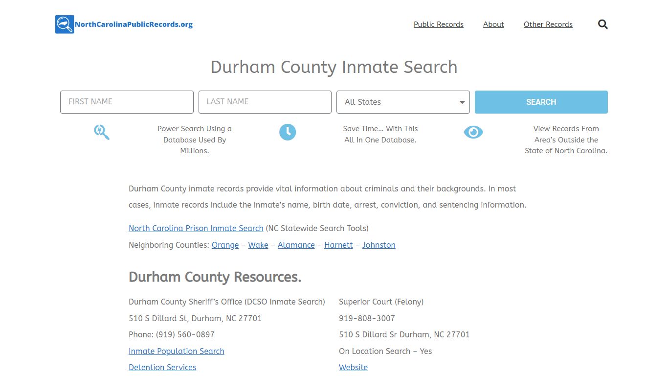 Durham County Inmate Search - DCSO Current & Past Jail Records